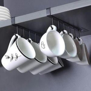 Vente promotionnelle Ensemble de 2 Crochets de Rangement de Tasses,Crochet Sous Armoire Tasses,Ustensiles de Cuisine Liens Ceintures et Écharpe Suspendre Porte-Rack Crochet Sous Armoire Cabi - Neuf