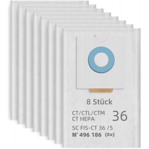 NouvelHorizonstore-Lot de 8 sacs &agrave; poussi&egrave;re 496186 pour Festool SELFCLEAN CT 36 / CTM 36 E/CTL 36 E CLEANTEC Series VR d'aspiration, sac filtrant grande capacit&eacute;, extracteur de poussi&egrave;re, pi&egrave;ces de - Neuf