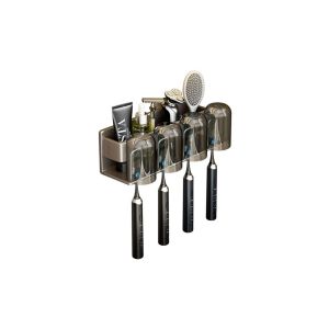 Porte-brosse &agrave; dents mural en m&eacute;tal avec distributeur automatique de dentifrice pour salle de bain - Neuf