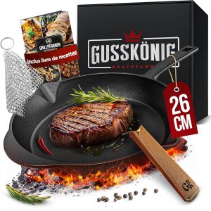SUBZONAL-Po&ecirc;le en Fonte 26cm - Naturelle et Induction - Grill Cast Iron Pan - Neuf