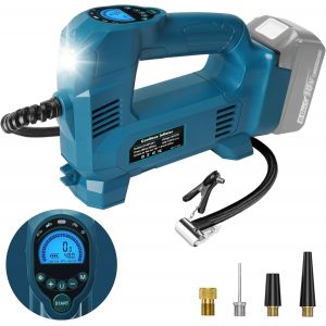 MEVRONISSHOP-Compresseur d'air sans fil compatible avec batterie Makita 18V, Gonfleur portable jusqu'&agrave; 10,34 bar avec lumi&egrave;re LED et arr&ecirc;t automatique pour voiture, moto, v&eacute;lo, ballons (sans batterie - Neuf