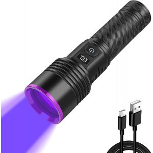 DOOL-Lampe Torche Uv 365Nm Lumière Noire,Rechargeable 30W Led Lampe Uv Avec Écran Lcd,Puissante Ultraviolet Lampe De Poche Pour Détection D'Urine D'Animaux Domestique,Durcissement De La Résine - Neuf
