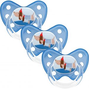 Set De 3 T&eacute;tines Orthodontiques En Silicone-Taille 3,D&egrave;s 14 Mois-La Sucette Pour B&eacute;b&eacute; &Eacute;vite Le D&eacute;salignement Des Dents-Fabriqu&eacute; En Allemagne-Sans Bpa -Teckel,Bleu - Neuf