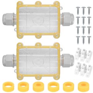 2 Pi&egrave;ces Boite de Derivation Etanche Exterieur, Boite Etanche Electrique Exterieur, Bo&icirc;te de Jonction &eacute;tanche IP68, 2 Voies Connecteurs Bo&icirc;tier &Eacute;lectrique Ext&eacute;rieur &Oslash; 5 mm-15 mm - Neuf