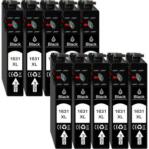 Lot de 10 cartouches d'encre XL compatibles avec Epson T1631 Nr.16 Nr. 16XL pour Epson Workforce WF-2010 WF-2510 WF-2520 WF-2530 WF-2540 WF-2630 WF-2650 WF-2660 WF-2750 WF-2760 - Neuf