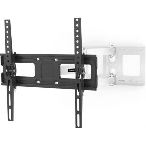 Support Mural Tv Orientable Inclinable T&eacute;lescopique Garantie 10 Ans (Tv 32"" &Agrave; 65"", 165Cm 35Kg Max, Inclinaison +/- 15&deg;, Rotation 180&deg;, Vesa 400X400 Max, Chevilles Fischer) Blanx & Noir - Neuf