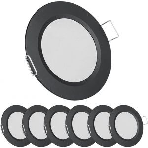 Kal-Spot Encastrable 12v Led Extra Plat Noir Dimmable Trou 57-65mm 2,5w 5000k 215lm Étanche Ip64 Éclairage Plafond Encastré Pour Camping-Car Bateau Van Meuble Salle De Bain, Lot De 6 Blanc Froid - Neuf