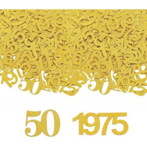 Lot de 100 confettis décoratifs pour 50e anniversaire 3 à 5 cm - Décoration de table de mariage dorée 1975 - Homme Femme - Décoration à disperser - 50 ans - Neuf