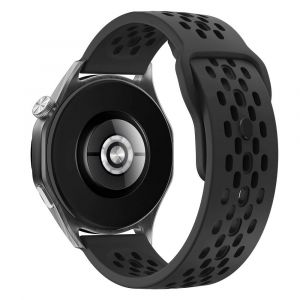 Typi-22mm 20mm Silicone Strap For Huawei Watch Gt4 Gt2 Gt3 Se Pro Watch4 46mm/Gt Runner/Ultimate Sports Breathable Bracelet Watchband|Black|20mm Watch Strap - Neuf