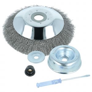 vhbw Brosse &agrave; d&eacute;sherber en m&eacute;tal doux compatible avec Makita DBC CG430N, CG430B outil de jardin, d&eacute;broussailleuse - &Oslash; 20 cm - kit d'accessoires - Neuf