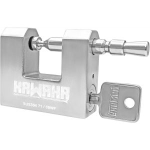 71/60KD-3SK Cadenas robuste en acier inoxydable en forme de D avec cl&eacute; pour porte de garage, conteneurs, abri de jardin et entrep&ocirc;t (6,3 cm, cl&eacute;s diff&eacute;rentes &iquest; 3 cl&eacute;s en acier inoxydable) - Neuf