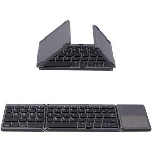Clavier universel pliable sans fil avec pav&iquest;&iquest; tactile pour Android, syst&iquest;&iquest;me Windows, ordinateur portable, tablette, smartphone, appareil - Gris - Neuf