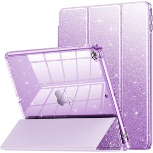 ELVORIX-&Eacute;tui pour iPad 6e/5e g&eacute;n&eacute;ration 9,7"" 2018/2017, iPad Air 2/Air 1&egrave;re jolie coque de protection transparente &agrave; paillettes pour enfants, filles, femmes, avec porte-crayon (violet) - Neuf