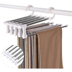Cintre de pantalon,Cintre de pantalon de rangement magique multi-cintres,Cintres portables multifonctionnels 5 en 1,Cintre pliable peu encombrant pour serviettes de jean Caillot - Neuf