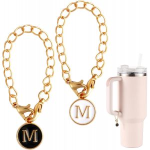 Sjzg-2pcs Pendentif Lettre M Pour Stanley Tasse, Poign&eacute;e De Lettre Initiale Nom Personnalis&eacute; Cha&icirc;ne Pendentif Alphabet Pour Stanley Gobelet - Neuf