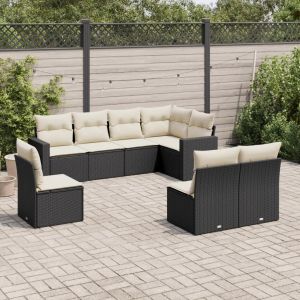 Prolenta Premium - Salon De Jardin 8 Pcs Avec Coussins Noir R&eacute;sine Tress&eacute;e - Neuf