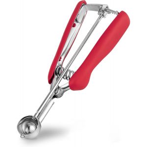 Mini Cuill&egrave;re &Agrave; Biscuits Inox Rouge Avec D&eacute;clencheur 25 Mm - Neuf