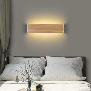 Ulteronixshop-Applique Murale Int&eacute;rieure Led Applique En Bois Up And Down Lampe &Eacute;clairage Mural Pour Salon Chambre Couloir Escalier Chaud Blanc Lampe Murale (32cm) - Neuf