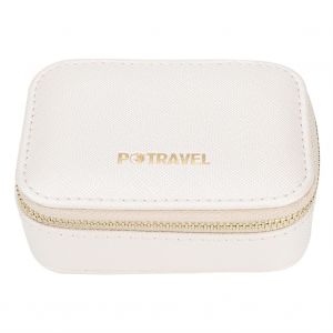 HJLIAN Sac de rangement en PU pour maquillage et rouge a levres avec mini miroir (blanc) - Neuf
