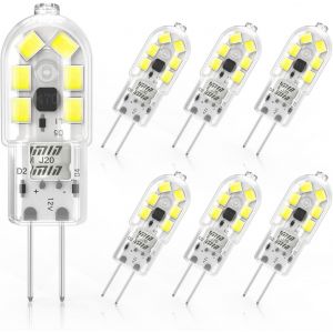 Ampoules Led G4 2w Équivalent À 20w Halogène Lumière Blanc Froid 6000k,Ac/Dc 12v,Lampe À Économie D'énergie,Non Dimmables,Sans Scintillement,Paquet De 6 - Neuf