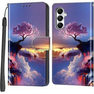 SJZG-Etui Coque Pour Samsung Galaxy A05S, [Fermeture Magnetique &Agrave; Rabat] [Housse Portefeuille En Cuir Pu] [Multifonctionnel] (Arbre Rose) - Neuf