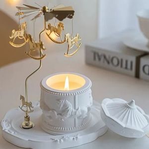 Bougie parfum&eacute;e &agrave; rotation, coffret cadeau d'aromath&eacute;rapie, d&eacute;coration de chambre de luxe, cadeau d'anniversaire original pour femme - Neuf