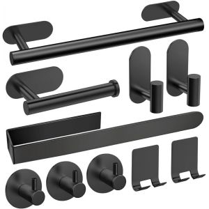 Senior-Porte Serviette Salle De Bain,10Pcs Accessoires De Salle De Bain En Acier Inoxydable 304 &Eacute;paissi De Haute Qualit&eacute;,Sans Percage Porte Serviette Adhesif Convient Pour Salle De Bain/Cuis[L211] - Neuf