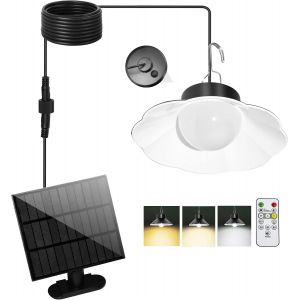 Subzonal-Lampe Solaire Exterieur,5m Lampe Suspendue Solaire, 3 Temp&eacute;rature De Couleur Lumi&egrave;re Solaire Int&eacute;rieure Avec D&eacute;tection Cr&eacute;pusculaire,Lustre Solaire/6 Luminosit&eacute;/Ip65 &Eacute;tanche Pour Jardin/Terr - Neuf