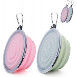 Kalanka-Bol Pliable Pour Chien Avec Couvercle, Bols D'eau Pour Chiot, Bol De Voyage Pour Animaux De Compagnie, Bol R&eacute;glable En Hauteur Pour Chat Et Chien, L&eacute;ger Et Extensible Pour La Randonn&eacute;e Et Le - Neuf