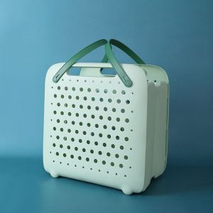 HJLIAN Panier a linge pliable et etanche avec poignee, en plastique, a suspendre au mur, pour la maison, vert clair - Neuf