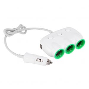 Chargeur De Voiture 12 V-24 V 120 W 3,1 A, Double Port Usb, Adaptateur Allume-Cigare 3 Prises, Blanc - Neuf