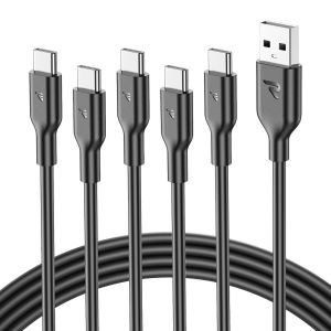 USB C Cable, [5 Pack 1M] USB C to USB Quick Charge 3A QC3.0, iPhone 16, USB C Charger Cable iPhone 15 for iPhone 16/15/15 Pro, Samsung S22/S21/S20/S10/S9, Xiaomi, Sony - Neuf