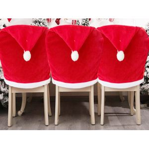 Lot de 12 housses de chaises de salle &agrave; manger &agrave; motif de chapeau de P&egrave;re No&euml;l rouge - Neuf