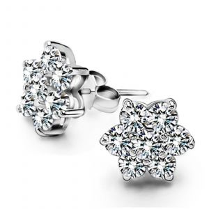 Ladies Snowflake Shape Stud Boucles D¿Oreilles Fashion Stud Boucles D¿Oreilles Serties Avec Snowflake Diamond Stud Boucles D¿Oreilles - Neuf