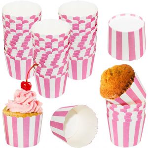 Lot De 50 Cupcakes En Papier Rose Pour Anniversaire, Mariage, Cuisine, Pâtisserie - Neuf