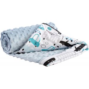 Tianyi-Couverture Bebe Couvertures De Bébé Plaid Enfant Nouveau-Né 100% Coton Pour Cadeau Naissance 75x100cm Multifonctionnel Bilatéral Pour Landaus (Cars Avec Bleu Clair) - Neuf