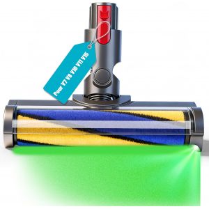 NouvelHorizonstore-Brosse pour Dyson V7 V8 V10 V11 V15 T&ecirc;te de Brosse avec LED Vert R&eacute;v&eacute;ler et Aspirer la Poussi&egrave;re Invisible Brosse Motoris&eacute;e Aspirateur pour Dyson Embout Pi&egrave;ce D&eacute;tach&eacute;e Accessoire p - Neuf