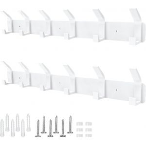 Porte Mural, Pi&egrave;ce Porte-Manteau 6 Crochets, Pat&egrave;re Murale Sans Per&ccedil;age, Cuisine, Salle de Bain et Chambre - Neuf