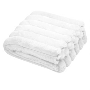 Plaid En Fausse Fourrure Ultra Douce &Agrave; Bandes - Neuf