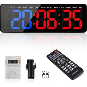 Ulteronixshop-Timer Sport Minuteur Fitness Mural,13,2"" Gym Timer Avec 12/24h Horloge,Chronom&egrave;tre,Countdown/Up,Chronometre Sport Avec T&eacute;l&eacute;commande, Volume&luminosit&eacute; R&eacute;glable,Pour Tabata, Emom, Mma - Neuf