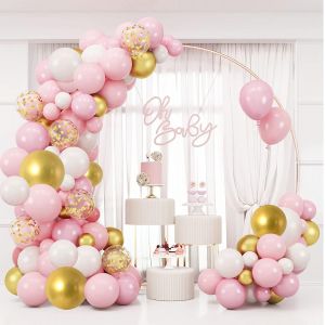 MEVRONISSHOP-Kit d'Arche Ballon Rose et Dor&eacute; et Blanc (128Pcs), Ballon or Rose Pour Mariage Anniversaire F&ecirc;te de Fille Baby Shower D&eacute;corations - Neuf