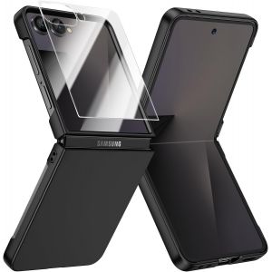 Kal-Coque Pour Samsung Galaxy Z Flip 7 Ultra Mince, Verre Trempé Protection Écran, Hard Pc, Antichoc Anti-Rayures Bumper Protection Etui Housse Case Cover Z Flip 7 5g 2025 (Noir) - Neuf
