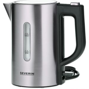 NouvelHorizonstore-SEVERIN bouilloire de voyage sans BPA 1 100 W, Petite bouilloire d&iquest;une capacit&eacute; de 0,5 L, Bouilloire &eacute;lectrique livr&eacute;e avec 2 tasses et 2 cuill&egrave;res, inox/noir, WK 3647 - Neuf