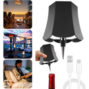 Kal-Lampe Sans Fil Pour Col De Bouteille, Embout Led Rechargeable, Abat-Jour Pour Bouteilles, Lampe Tactile Sans Fil, 3 Couleurs, Pour Bars, Restaurants (Noir C) - Neuf