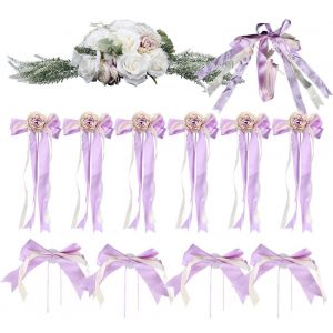 Hjlian Decoration De Voiture Avec Noud Papillon Et Fleurs Pour Mariage - Neuf