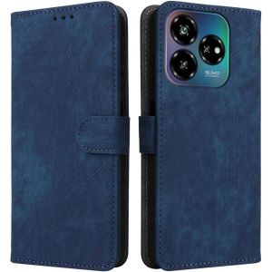 Mdy-Housse Pour Zte Blade V60 Vita Etui, Rfid Protect Pu/Tpu Cuir Coque Magnétique Portefeuille, Bleu - Neuf