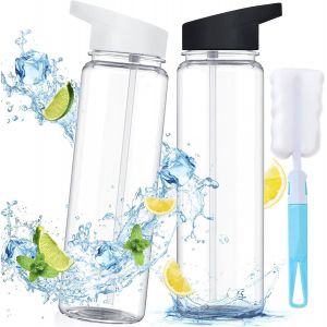 Checarzhn--No1-Lot De 2 Bouteilles D'eau Avec Paille - Anti-Fuite - Sans Bpa - 700 Ml - Pour Le Sport, Le Cyclisme, Le Yoga, Le Bureau - Neuf