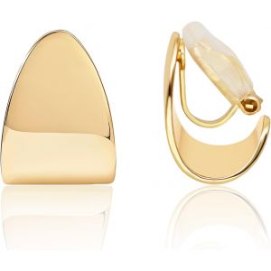 Kal-14k Clip Boucles D'oreilles Femme, Boucles D'oreilles Clip, Boucles D'oreilles Or Femme Sans Perce-Oreilles, Boucles D'oreilles Or Femme, Boucles D'oreilles Statement Or, Boucles D'oreilles Or - Neuf