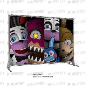 Figurines Anime Cinq Fnaf Fournitures De Fête D'anniversaire Vaisselle Jetable Assiettes En Papier Tasses Ballons Gâteau Pour Les Enfants Décorations-Fond 1pcs 3 - Neuf