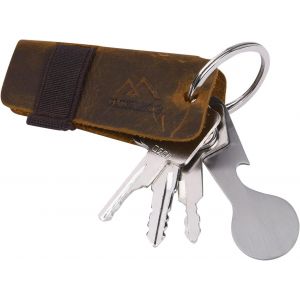 KAL-® Porte-Clés En Cuir Véritable | Porte-Clés Homme | Organiseur De Clés Avec Jeton Pour Chariot, Boîte-Cadeau Stylée, Pour Jusqu'À 6 Clés - Neuf